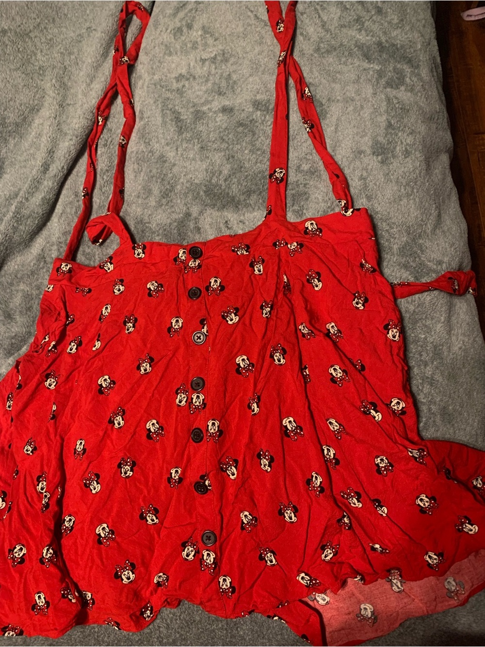 Red Minnie Mouse Print Button-Up skirt